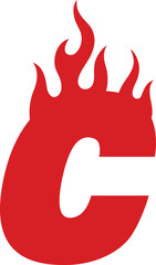 C Fire Top Flame Alphabet Letter