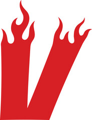 V Fire Top Flame Alphabet Letter