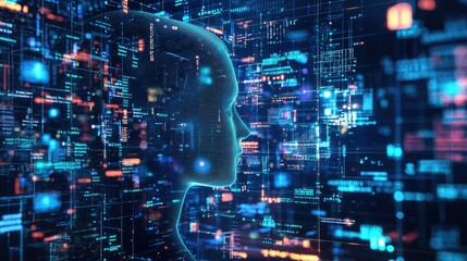 A representation of an AI system interpreting large amounts of unstructured data like text, images, and video.