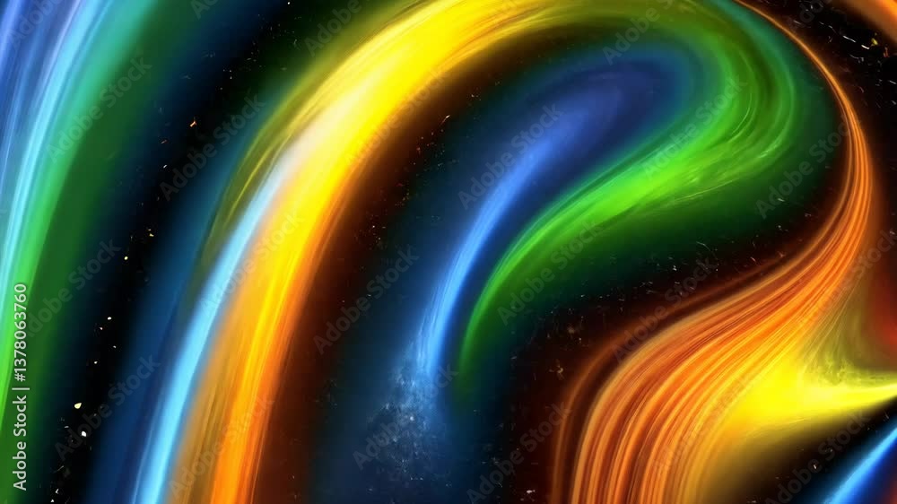 Poster a colorful swirl of light and stars. the stars are scattered throughout the image. the colors are br