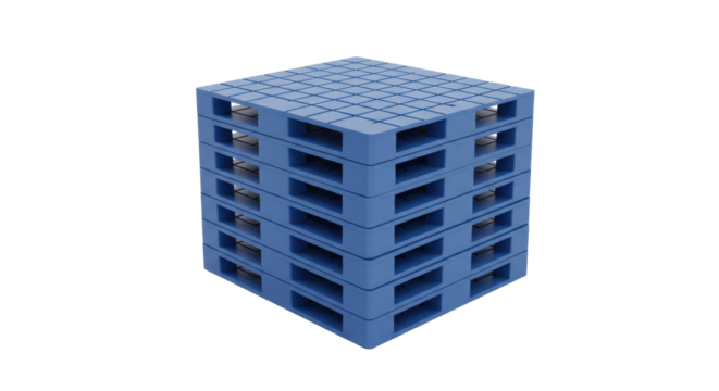 Isolated Stack of Blue Pallets