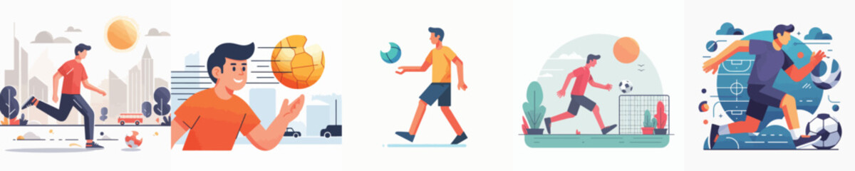 Fototapeta premium vector group of men playing football