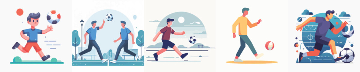 vector group of men playing football