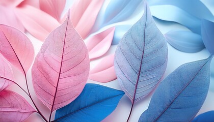 Obraz premium pink and blue delicate leaves