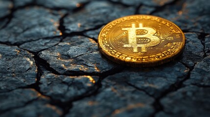 Bitcoin's golden coin on a fluctuating financial chart. Symbolizing the risks and rewards of crypto investment.