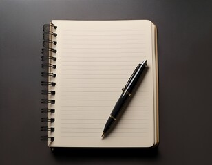 open lined notebook with a black pen placed on it ideal for writing journaling or note taking in a clean and simple workspace
