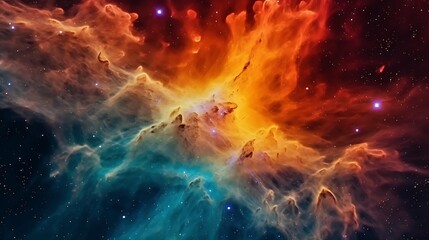 Obraz premium Cosmic Nebula Displays Vibrant Orange and Teal Hues