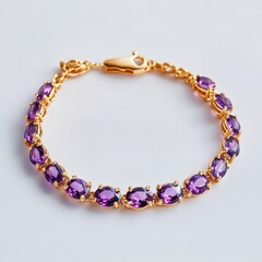 Elegant Gold Bracelet with Oval Amethyst Gemstones Luxurious Jewelry Accessory for Women