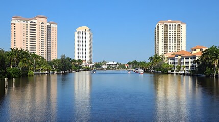 Obraz premium Coastal City Canal with Florida.