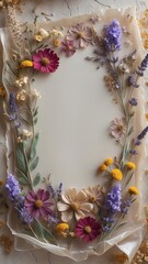 Naklejka premium A rustic lavender floral frame, blending natural charm with soft elegance.