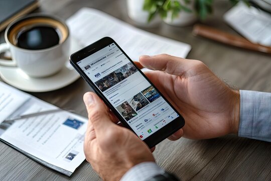 Person reviewing news on a smartphone