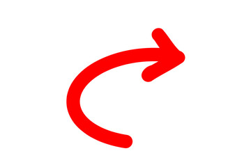 シンプルな手書きのやり直しの矢印　赤　ベクター