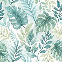 Fototapeta premium Seamless floral pattern with leaves and vintage style design