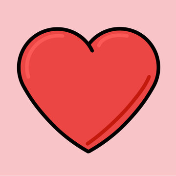 Minimalist Red Heart Icon on Pink  Background. Vector Illustration with 3D Glossy Effect on Pink Background. Valentine's Day Love Celebration. Cute Romantic Symbol. Wedding Gift Greeting Card