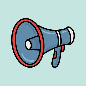 Minimalist Megaphone Icon for Business Promotion, Advertising, Online Alert Isolated on Pastel Blue Background in 3d Glossy Vector Style