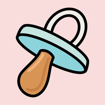 Cute Light Blue Baby Pacifier on Pastel Pink Background Vector Illustration