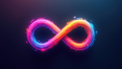 Digital abstract loop symbolizing infinity and technology with vibrant color design on a dark background.