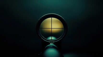 Close Up of Rifle Scope with Crosshair Against Blurred Background