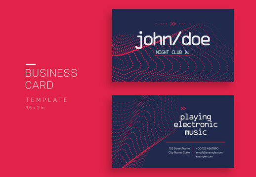 Business Card Layout with Modern Electronic Music Theme