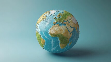 3D illustration of Earth with simplified maps of continents and oceans.