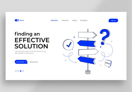 Website Landing Page Design Strategic Planning Business Concept with Direction Signpost