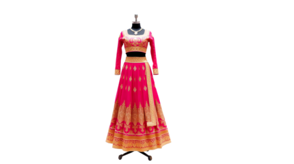 Photo of women lehenga choli dress isolated on transparent background.png