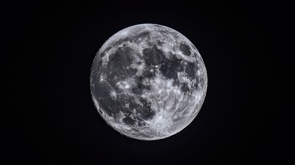 Obraz premium Detailed View of the Full Moon Against a Black Sky