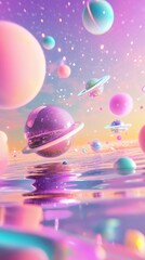 Space pastel art illustration.