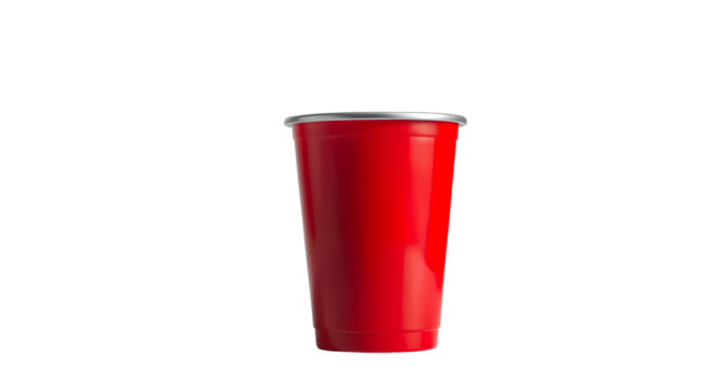 Photo of red plastic cup isolated on transparent background.png