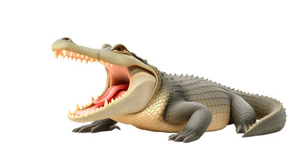 Fototapeta premium Photo of crocodile with its mouth open wide isolated on transparent background.png