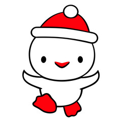 Duck winter hat snow play fun Christmas happy cute Isolated Vector Graphic Design Illustration
