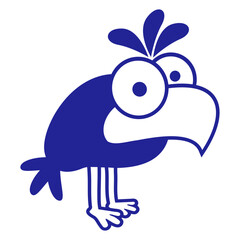 Raven comic bird standing looking funny cartoon Isolated Vector Graphic Design Illustration
