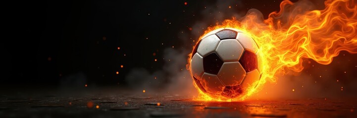 Naklejka premium Flaming Soccer Ball: Passion and Intensity