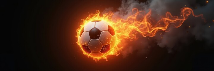 Naklejka premium Burning Soccer Ball with Fiery Trail Effect