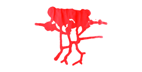 Red hand painter watercolor stain texture background transparent