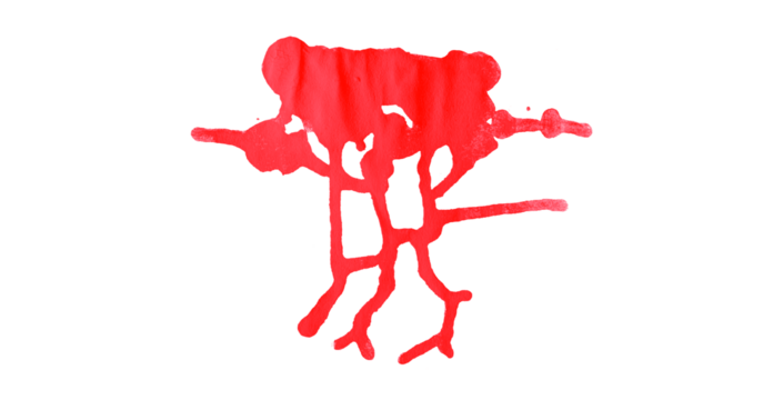 Red hand painter watercolor stain texture background transparent