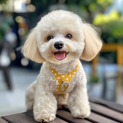 Pet day celebration smiling dog at park outdoor joyful vibes
