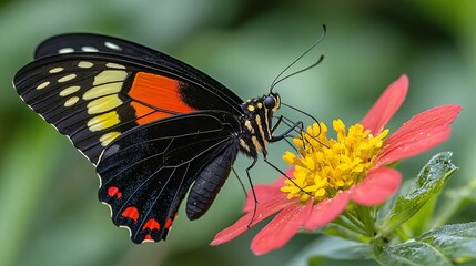 Fototapeta premium Spectacular Butterfly on Vibrant Flower of excellence in splendor beyond compare with grace