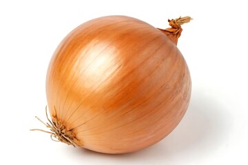A perfect golden brown onion ready for cooking vibrant healthy and fresh White background