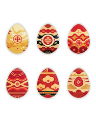 Oriental-Inspired Red and Gold Easter Eggs