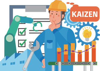 製造業のカイゼン担当男性作業員