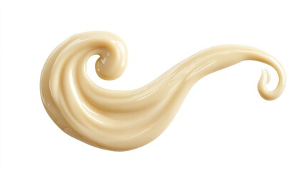 A beautiful dollop of mayo forming a wave-like shape, isolated on a white background