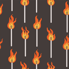 Seamless pattern with matches flame. Element for decoration design mail posts postcards poster print invitation background backdrop wrapping wallpaper banner textile