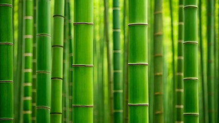 Fototapeta premium Serene bamboo forest, a calming oasis of vibrant green stalks reaching for the sunlight, creating a peaceful and tranquil atmosphere.