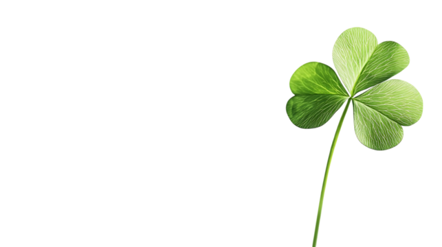 Green four-leaf clover isolated white or transparent background. - Powered by Adobe