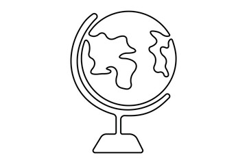 Earth globe continuous one line drawing of isolated outline vector illustration