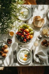 Breakfast brunch table plate.