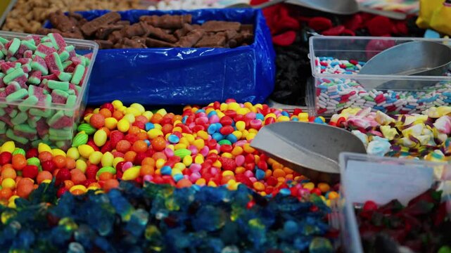Colored sweets and candy shop for sale