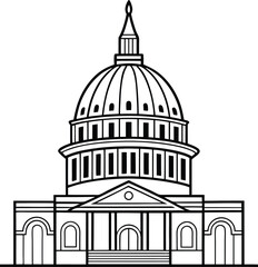 Obraz premium Capitol Building Outline on Transparent Background Monument