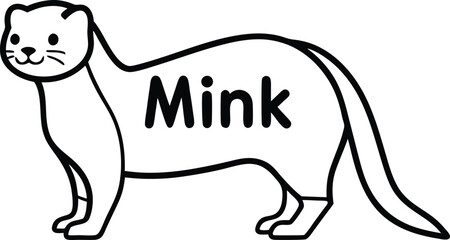 Cartoon of a Walking Mink with Transparent Background